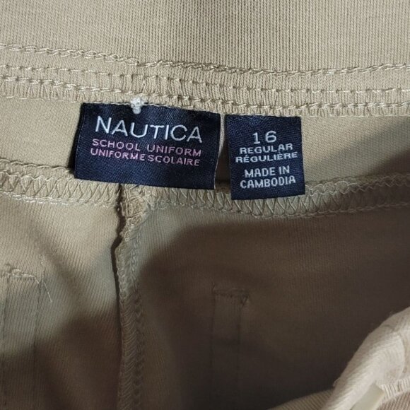 Nautica School Uniform Jeggings Khaki SZ 16 Pants Flat Front Pull On Pockets NWT - Picture 6 of 7